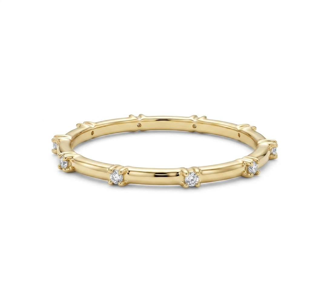 14K Gold Beaded Rosary Ring with Lab-Grown – Unique Jewelry Gift for Her