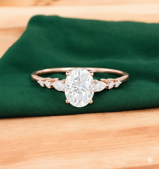 1.350ct  Oval cut Lab Grown Diamond Engagement Ring 14K Yellow Gold