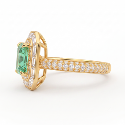 4.00 CT Radiant Cut Emerald Lab Grown Diamond Halo Engagement Ring