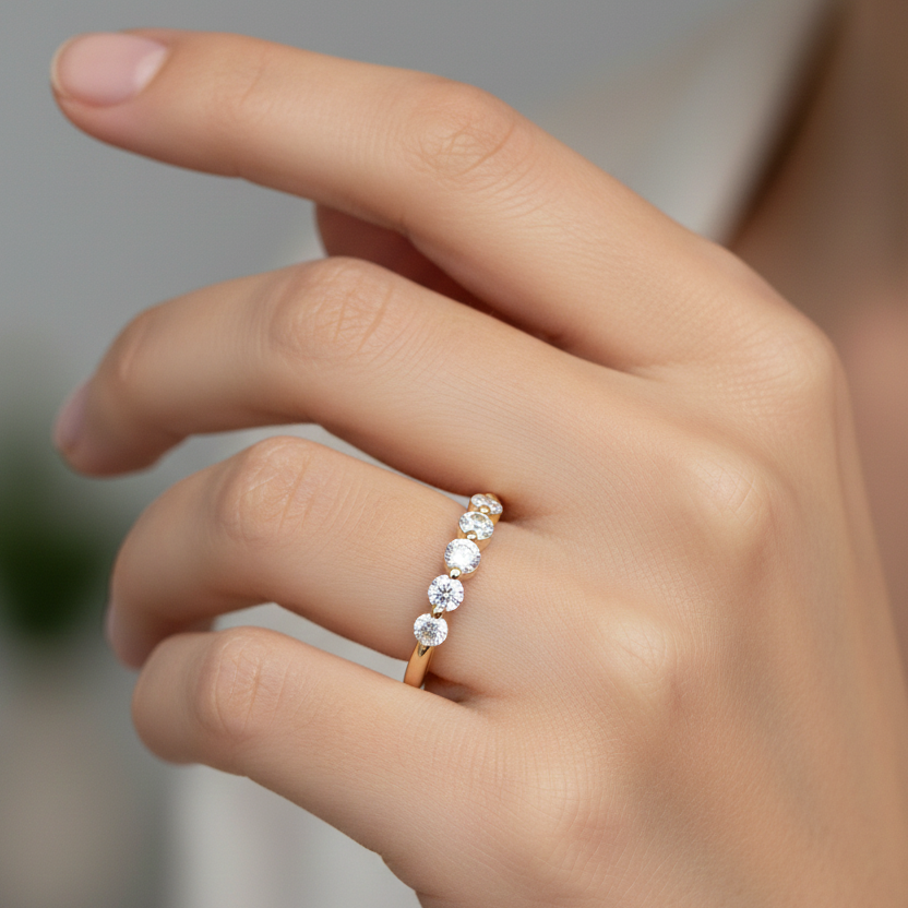 0.604 Ct Lab Grown Diamond Bubble Wedding Band