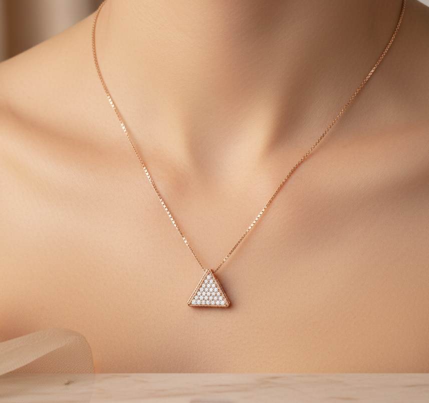 0.300 Ct Triangle Lab-Grown Diamond Necklace – 14K Gold Pendant