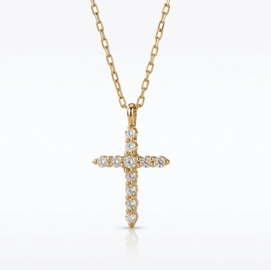 0.150 Ct Dainty Cross Pendant Necklace