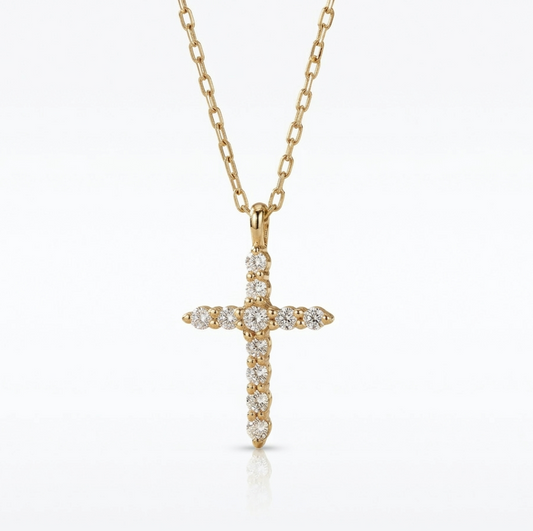0.150 Ct Dainty Cross Pendant Necklace