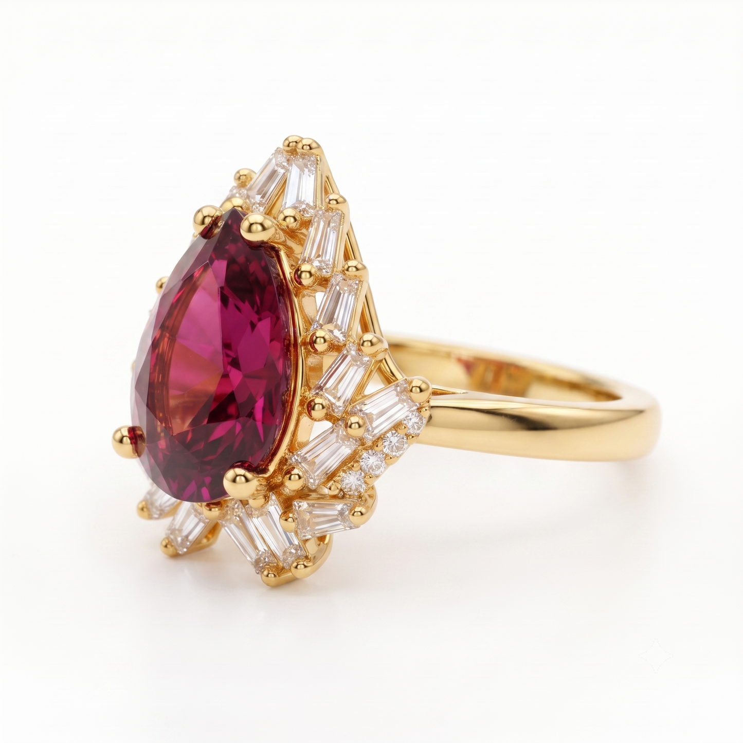 6.00 CT Pear Cut Ruby Lab Grown Diamond Halo Engagement Ring