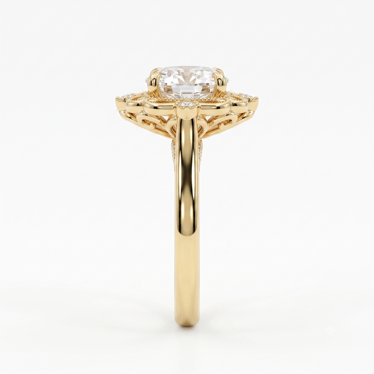 3.20ct Oval Cut Lab Grown Diamond Floral Engagement Ring