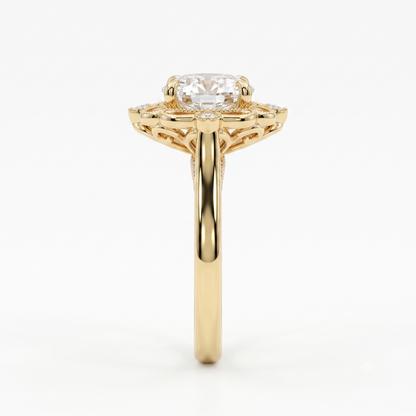 3.20ct Oval Cut Lab Grown Diamond Floral Engagement Ring