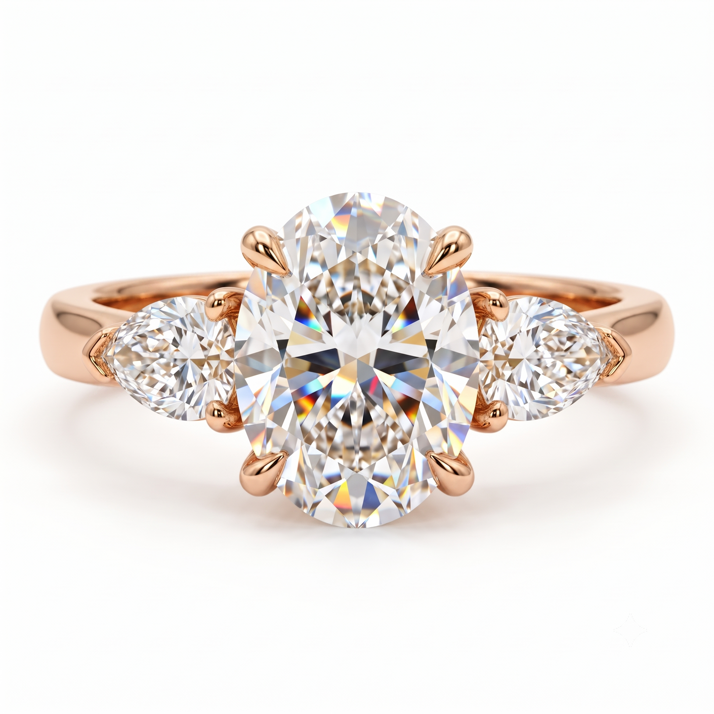 2.60 CT Oval Lab Grown Diamond Three Stone Engagement Ring