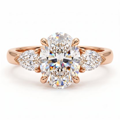 2.60 CT Oval Lab Grown Diamond Three Stone Engagement Ring