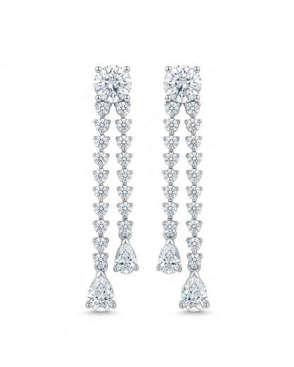 Round & Pear Cut Lab-Grown Diamond Drop Earrings For Women