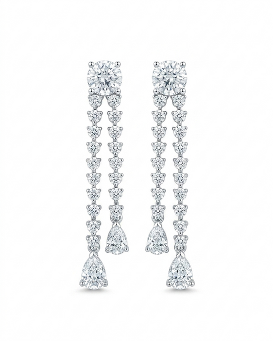 Round & Pear Cut Lab-Grown Diamond Drop Earrings For Women