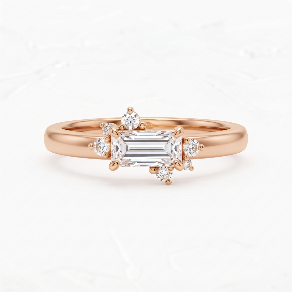 0.300 ct Baguette & Round Cut Lab Grown Diamond Unique Wedding Band