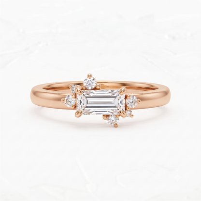 0.300 ct Baguette & Round Cut Lab Grown Diamond Unique Wedding Band