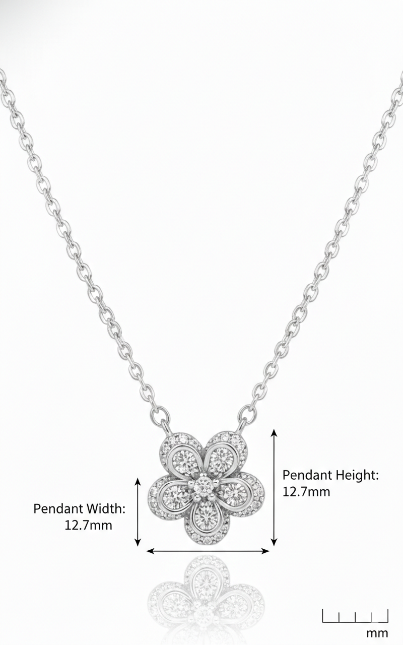 0.800 Ct Floral Lab Grown Diamond Pendant Necklace
