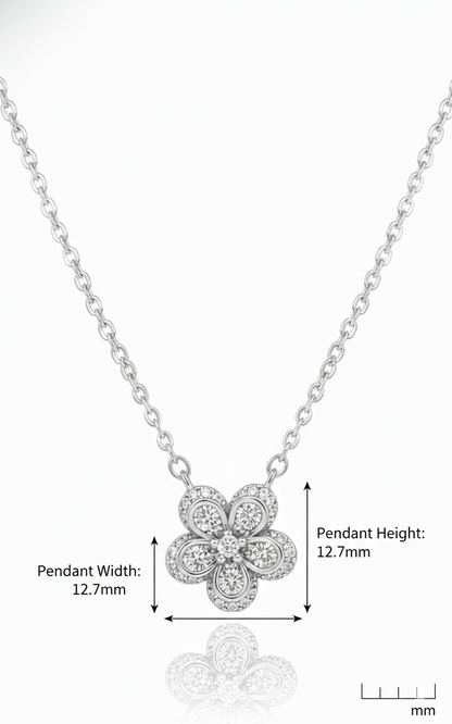 0.800 Ct Floral Lab Grown Diamond Pendant Necklace