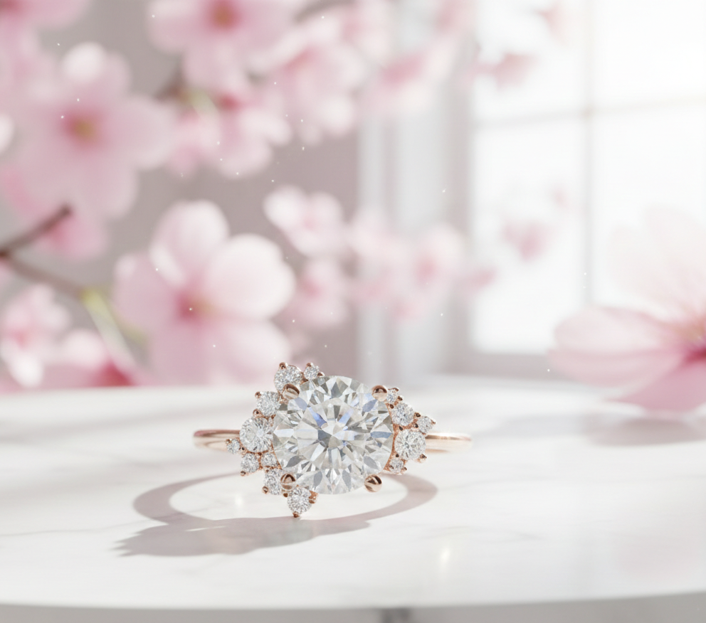 1.90 ct Round Cut Lab-Grown Diamond Halo Engagement Ring