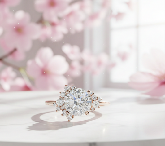 2.40 ct Round Cut Lab-Grown Diamond Halo Engagement Ring