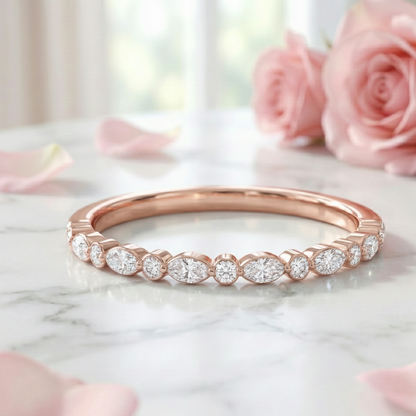 0.350Ct Moissanite Half Eternity Wedding Band
