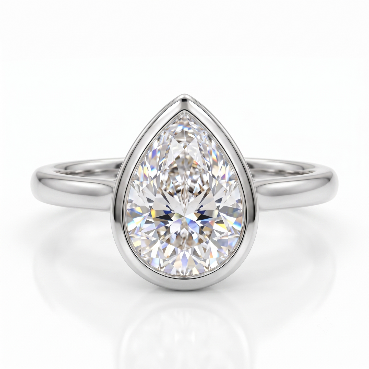 Pear Bezel Diamond Ring 1.25ct – 14K Gold Engagement & Bridal Ring