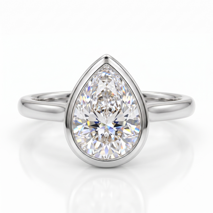 Pear Bezel Diamond Ring 1.25ct – 14K Gold Engagement & Bridal Ring