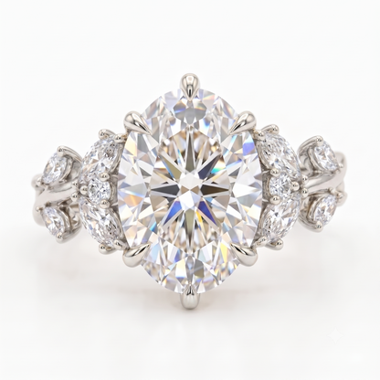 3.60 Carat Marquise Lab-Grown Cluster Engagement Ring