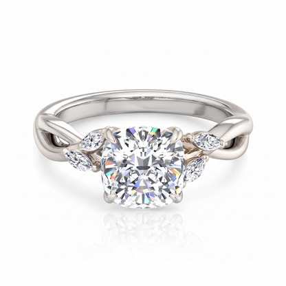 2.00ct Cushion Cut Lab Grown Engagement Ring Twisted Pave Band Affordable Luxury