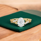 1.360ct Oval Cut Lab Grown Diamond Engagement Ring • Vintage Leaf Art Deco Bridal Ring