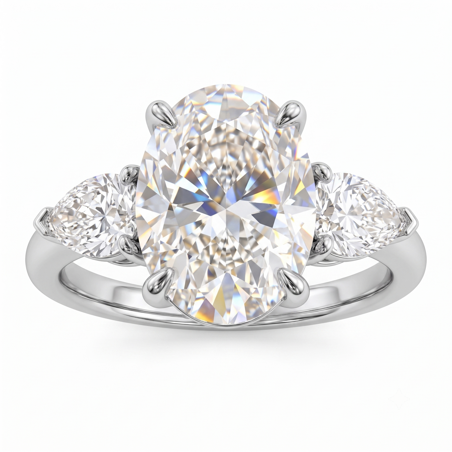 6x8mm Oval cut Natural Diamond Engagement Ring, Stacking ring