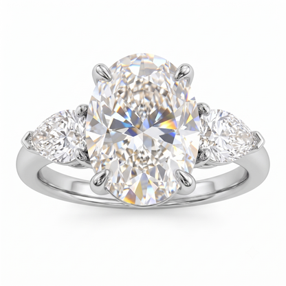 6x8mm Oval cut Natural Diamond Engagement Ring, Stacking ring