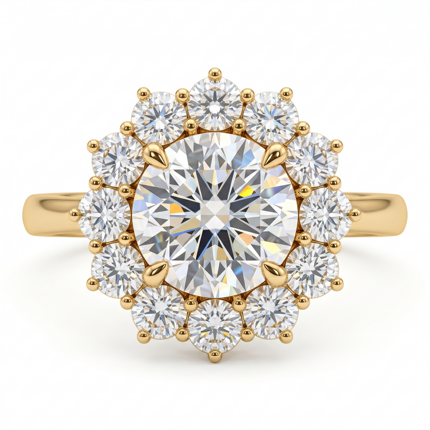 2.0CT Round Lab-Grown Diamond Halo Engagement Ring