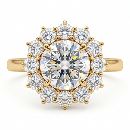1.00 CT Starburst Round Lab-Grown Celestial Engagement Ring