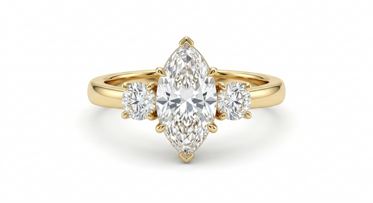 1.00 ct Three Stone Marquise Cut Lab Grown Diamond Engagement Ring