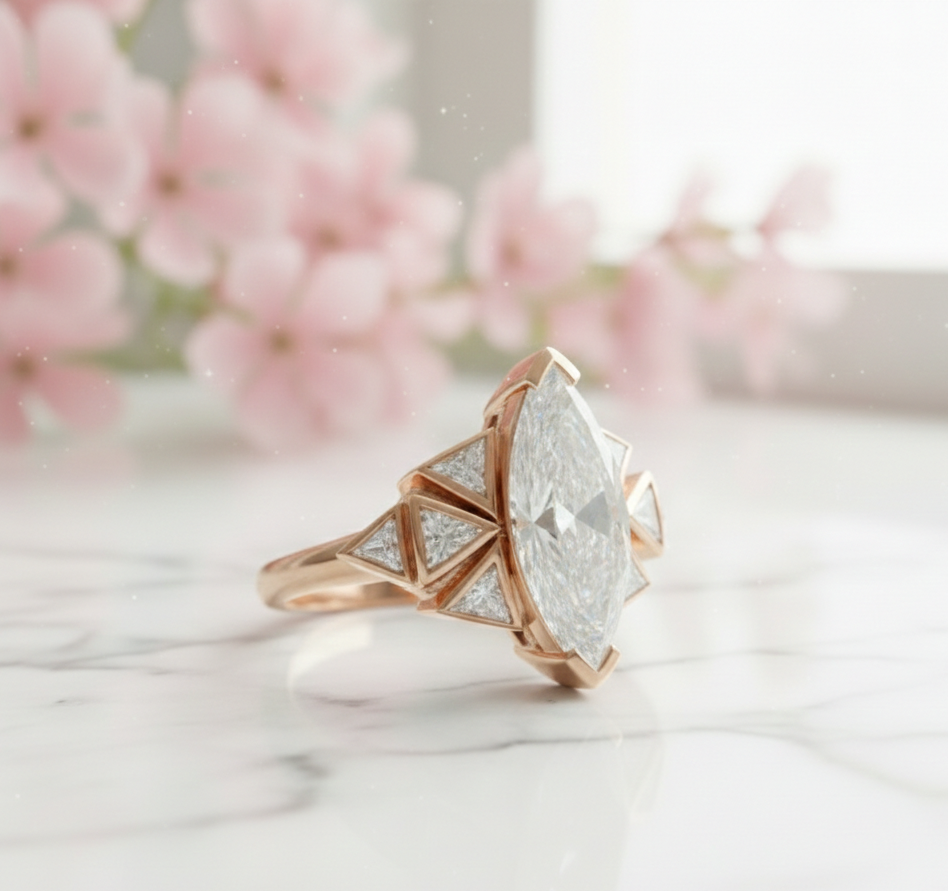 4.180ct Marquise Cut Lab-Grown Diamond Engagement Ring