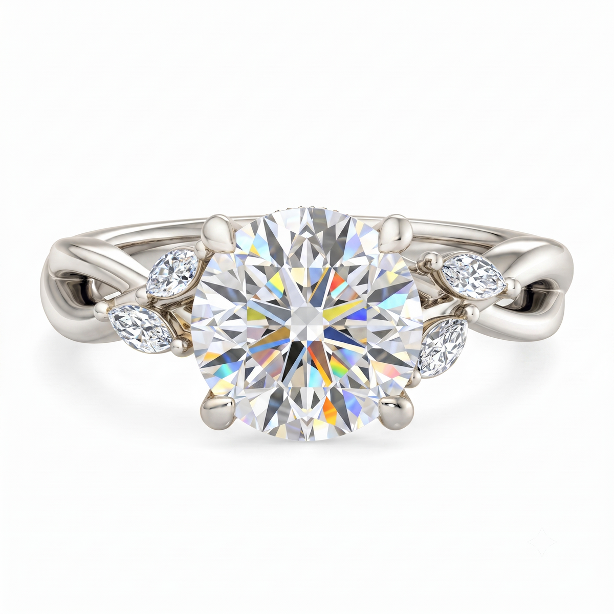 Nature Inspired 1.50 Carat Round Cut Lab Grown Diamond Engagement Ring
