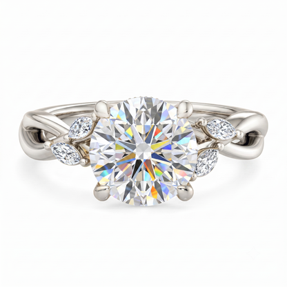 Nature Inspired 1.50 Carat Round Cut Lab Grown Diamond Engagement Ring