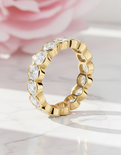 3.04 Ct Lab-Grown Eternity Ring Scalloped Bezel Band