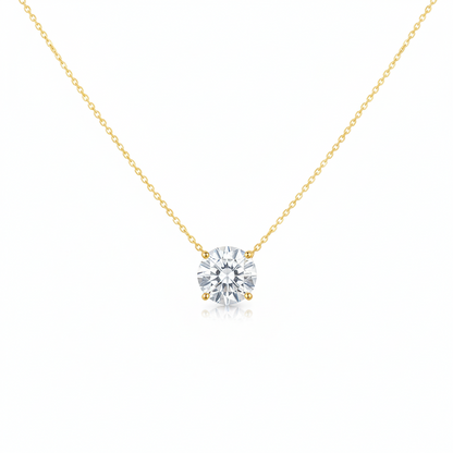 0.130 Ct Solid 14K Gold Floating Necklace