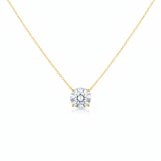 0.130 Ct Solid 14K Gold Floating Necklace