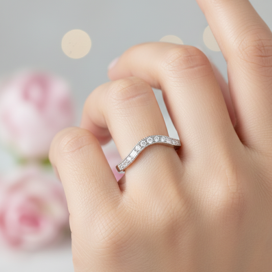 4 CT Curved Moissanite Bridal Wedding Band