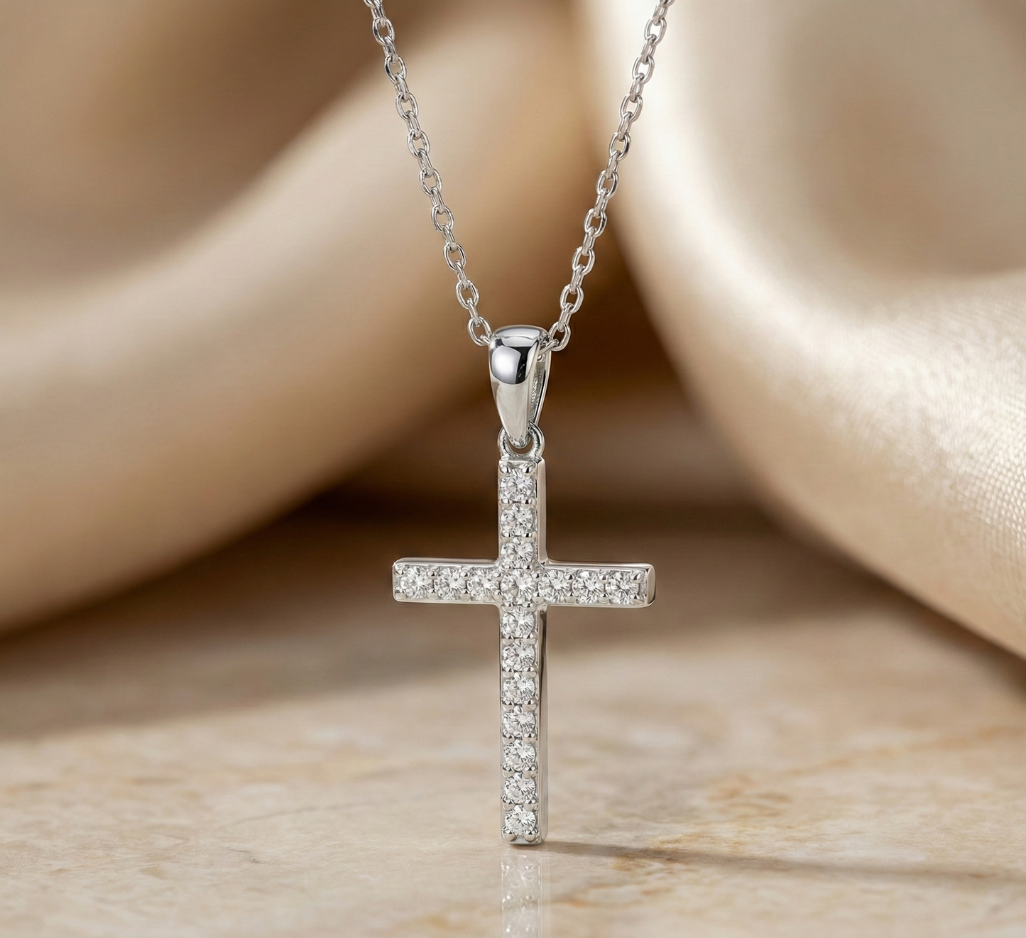 14K Gold Moissanite Cross Necklace – Dainty Religious Jewelry