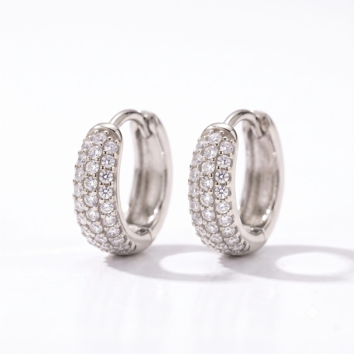 pavé diamond huggie hoops