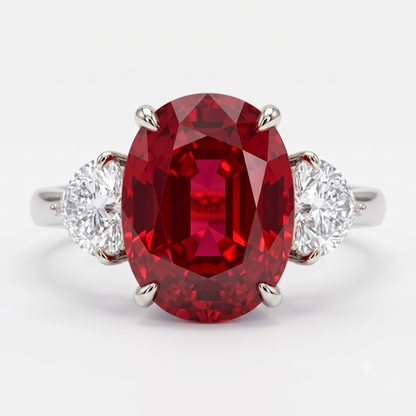 3.00 Carat Pink Elongated Cushion Cut Three Stone Reverse Tapered Lab-Grown Ring