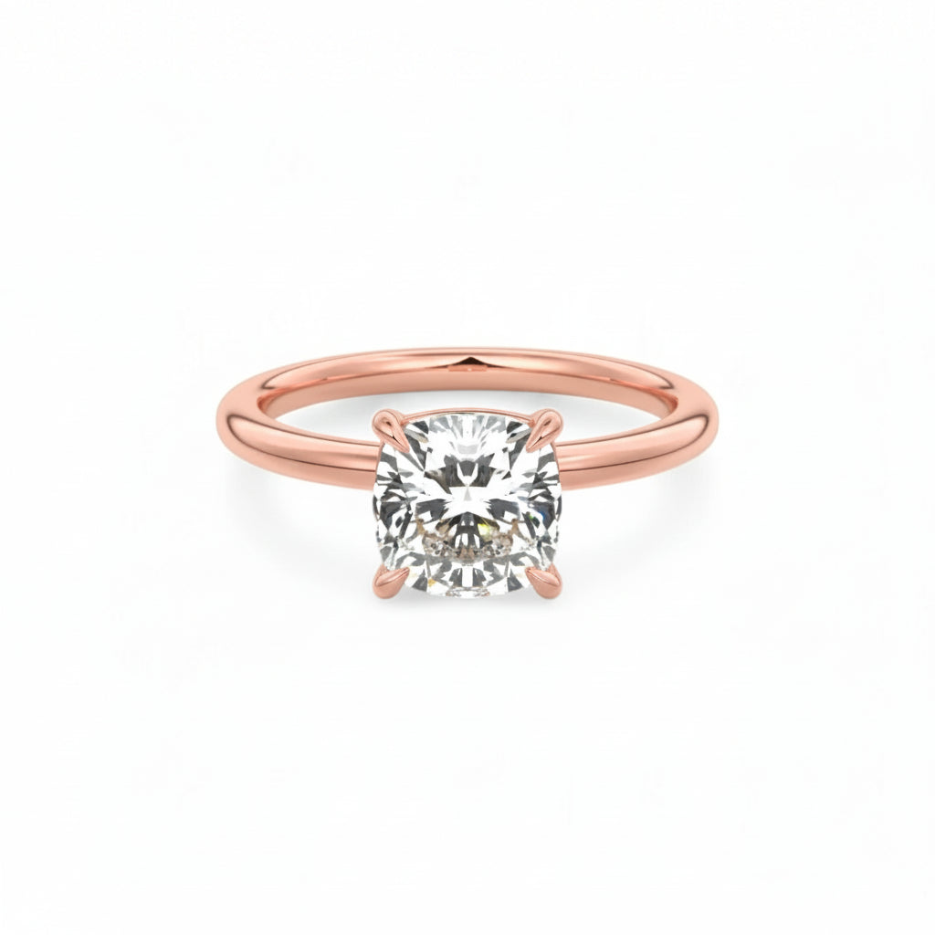 2.00Ct Cushion Cut Lab Grown Diamond Engagement Ring in 14k Yellow Gold
