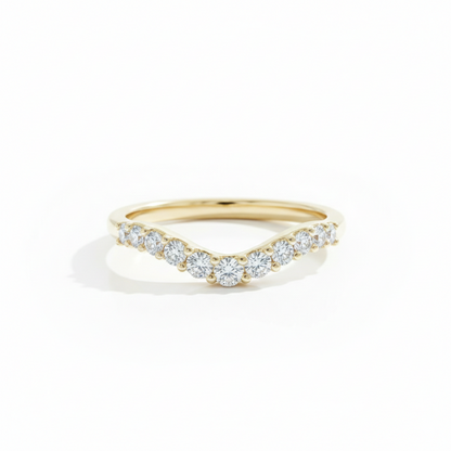 0.600 ct Moissanite Curved Wedding Band - 14K Solid Gold