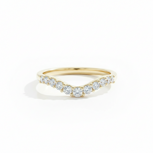 0.600 ct Moissanite Curved Wedding Band - 14K Solid Gold
