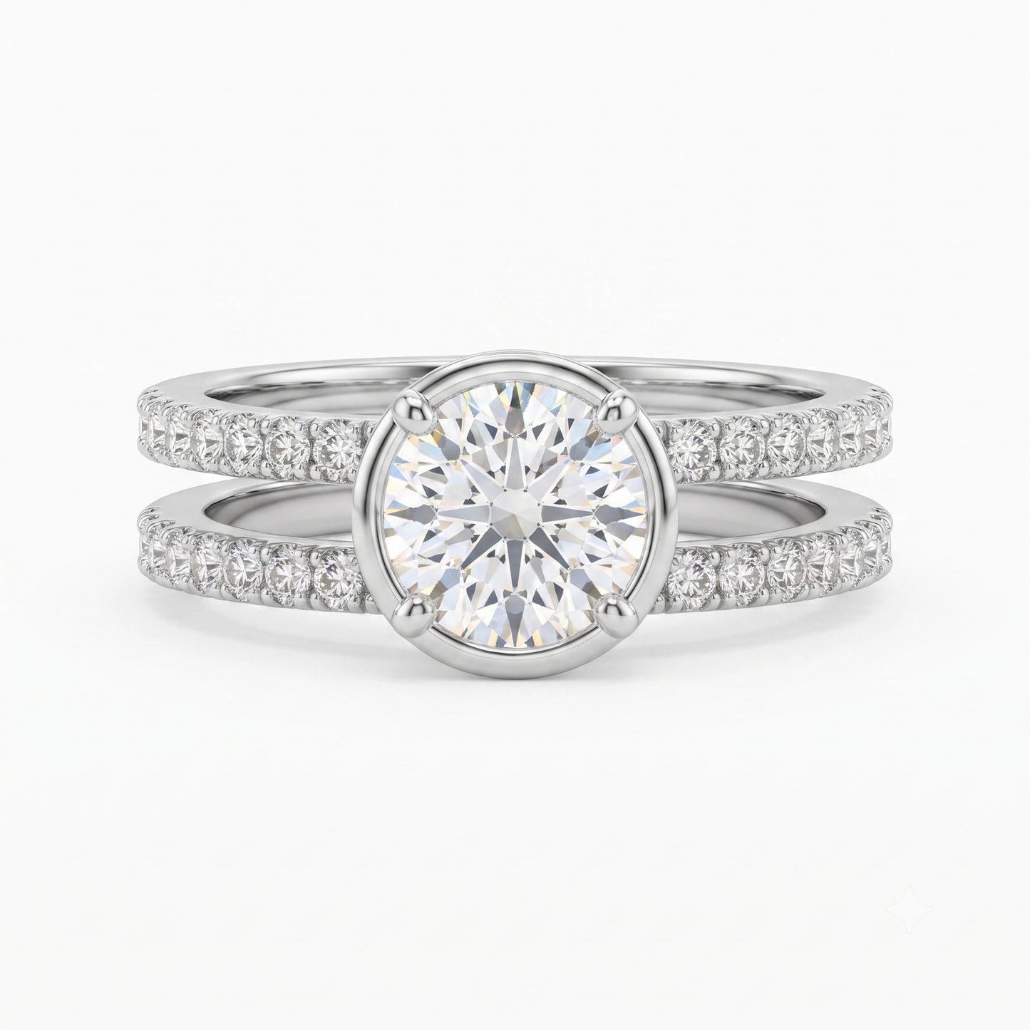 1.50ct Double Row Round cut Lab-Grown engagement ring