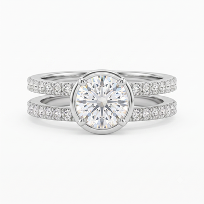 1.50ct Double Row Round cut Lab-Grown engagement ring
