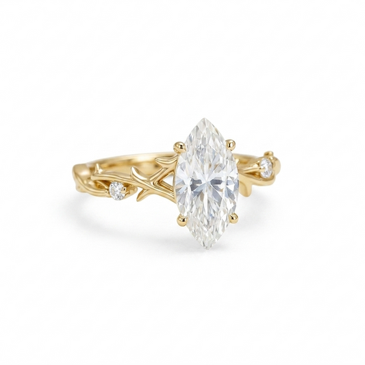 1.5CT Twig Marquise Cut Lab Grown Diamond Engagement Ring • 14K Rose Gold