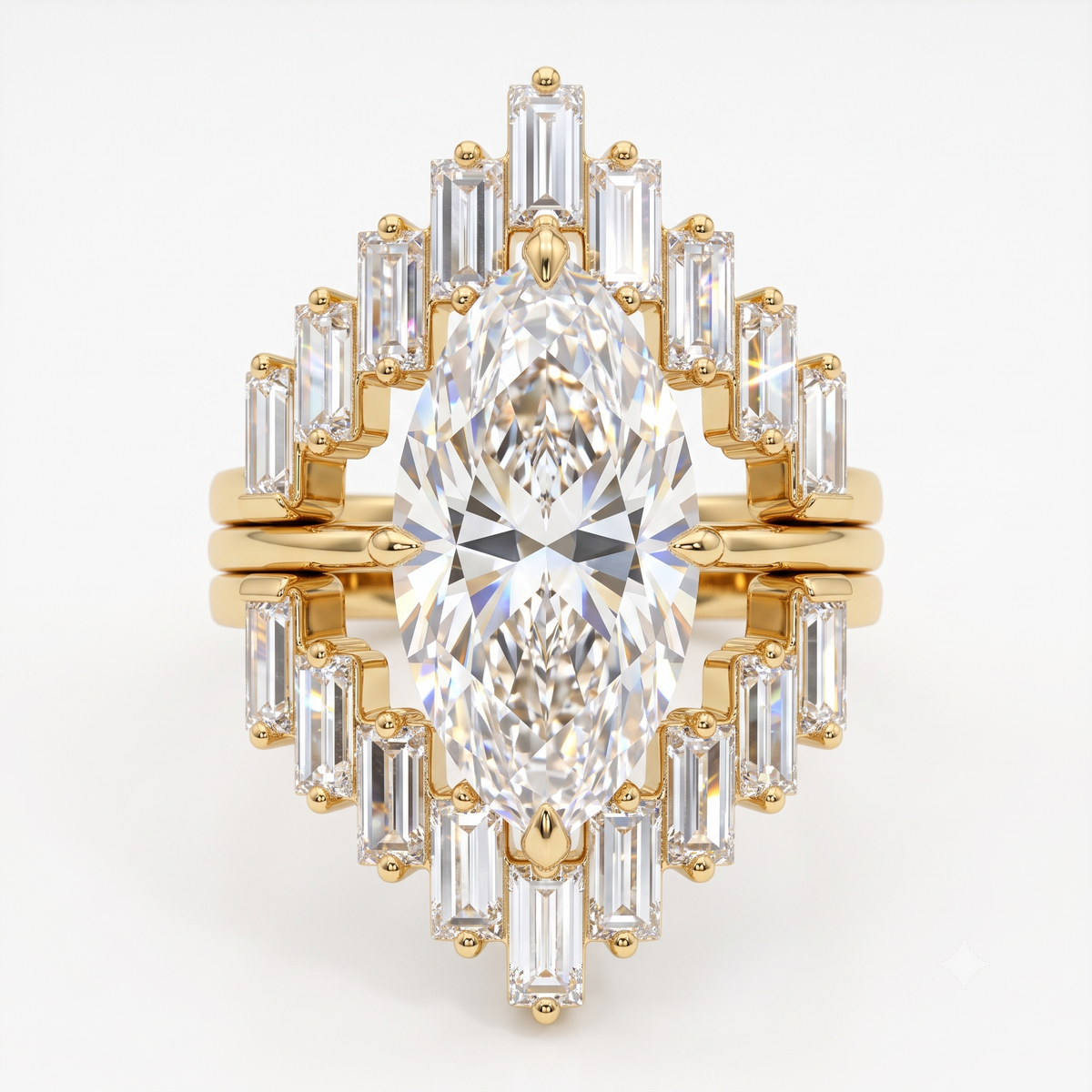 1.90ct Marquise Cut Lab Grown Diamond Halo Engagement Ring Set