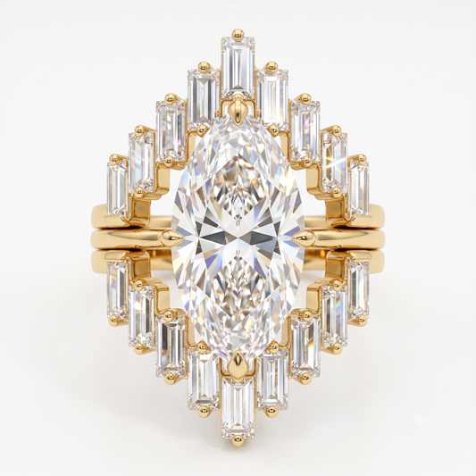 Marquise halo engagement ring