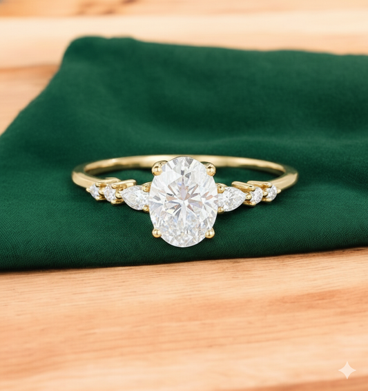 1.350ct  Oval cut Lab Grown Diamond Engagement Ring 14K Yellow Gold